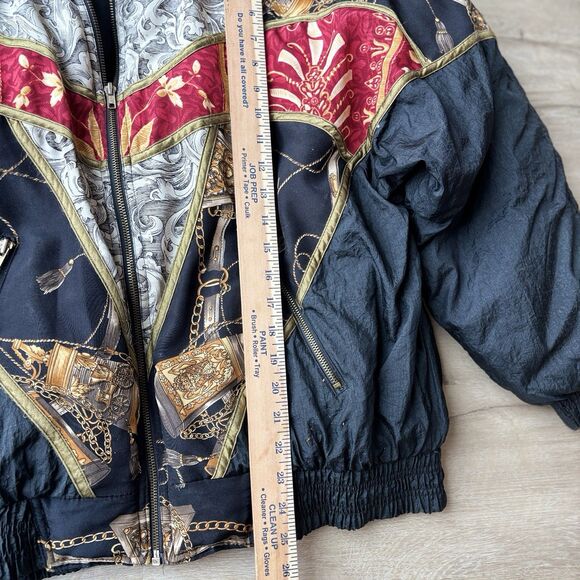 90s Gallery VTG Puffy Down Bomber Jacket L Oversized Baroque Hip Hop Ski - Picture 10 of 10